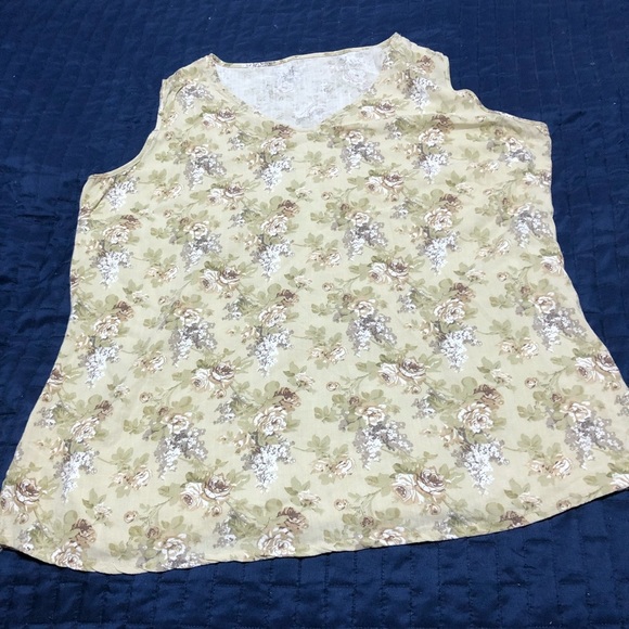 Floral Sleeveless V-Neck Top- no tags- 24” pit to pit- real pretty - Picture 5 of 12
